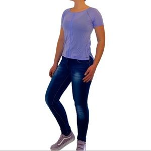 Armani Exchange Fairycore Lavender Shirt with Mesh Accents